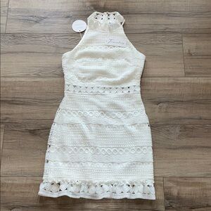 NWT Jaus TwoSisters Elegant Choker Eyelet White Lace Dress Size S / 4